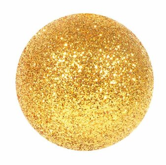 Kerstbal rond 10 cm Goud glitter