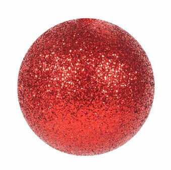 Kerstbal rond 6 cm Rood glitter