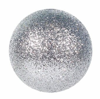 Kerstbal rond 12 cm Zilver glitter