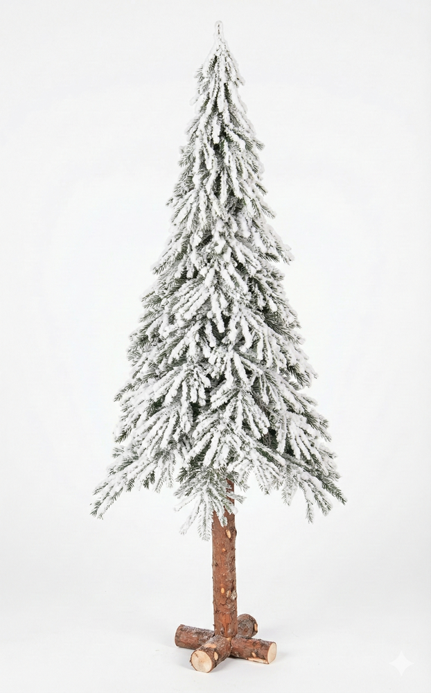 Alpine - Kunstkerstboom - 120 cm - Voorzien van Sneeuw - Natuurlijke stam