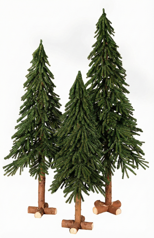 Alpine - Kunstkerstboom op stam - 150 cm - natuurlijke stam
