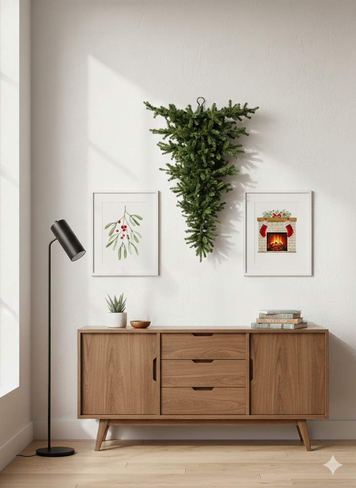 Perfect - Kunstkerstboom - 150 cm - Omgekeerde kerstboom - Wandmodel - Ophangoog
