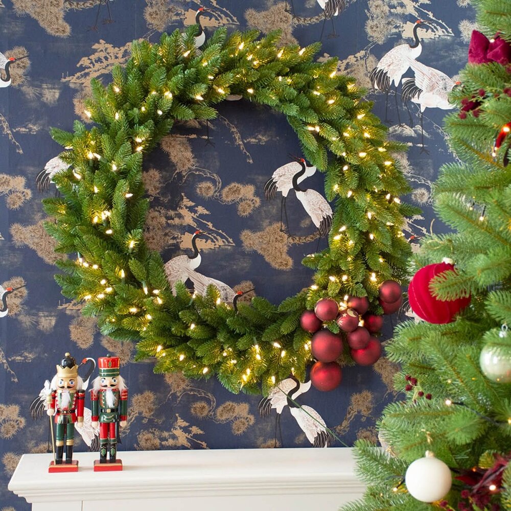 Kerstkrans Grande Fir - 61 cm - 50 warm witte leds