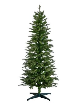 Smalle kunstkerstboom premium slim met een mix van pe en pvc takken natuurlijke uitstraling