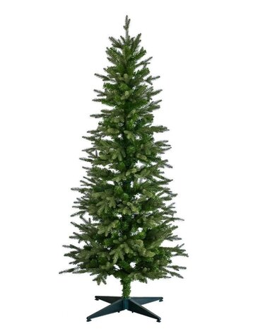 Smalle kunstkerstboom premium slim met een mix van pe en pvc takken natuurlijke uitstraling