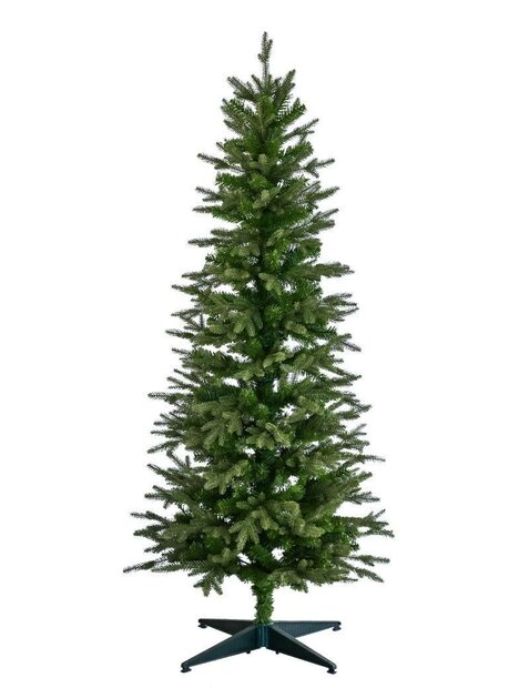 Smalle kunstkerstboom premium slim met een mix van pe en pvc takken natuurlijke uitstraling 240 cm
