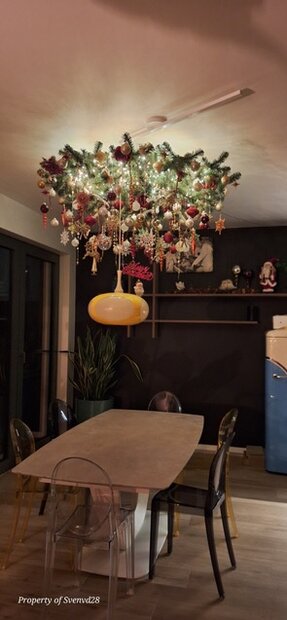 New York - Plafond kunstkerstboom - rond 160 cm - met Brandcertificaat - Ophangoog