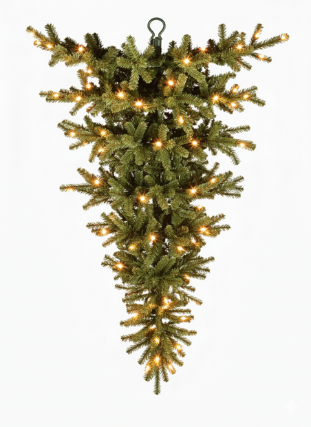 Perfect - Kunstkerstboom - 150 cm - Omgekeerde kerstboom - Plafond kerstboom - warm witte leds