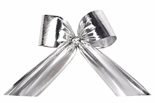 Kunststof kerststrik zilver