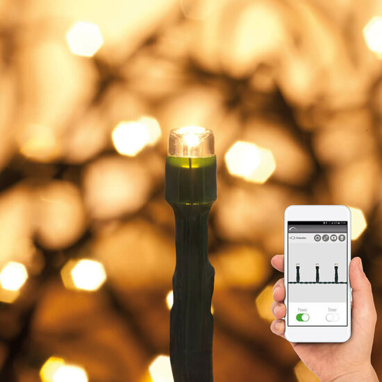 App-control mini LED kerstverlichting groen snoer